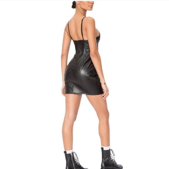 Super Down Revolve Black Vegan Faux Leather Dress - Picture 2 of 12
